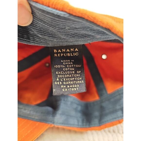 Banana Republic Hat Adult One Size Adjustable Orange Corduroy - Picture 7 of 8